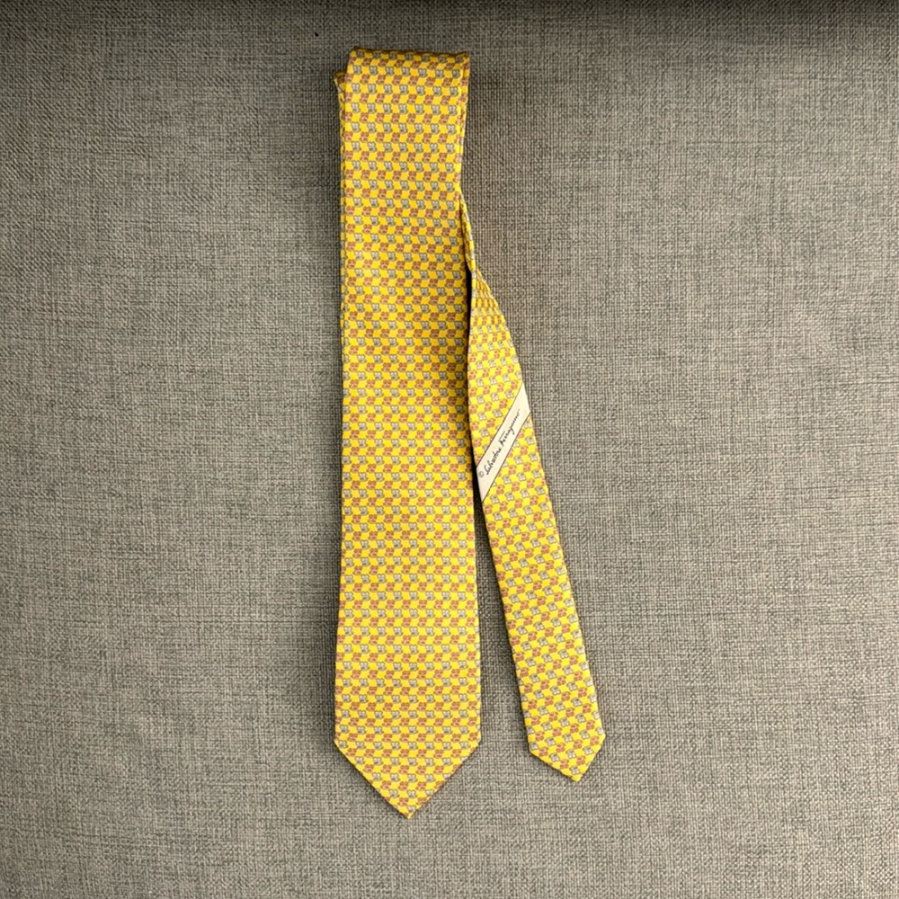 Salvatore Ferragamo Yellow Patterned Tie